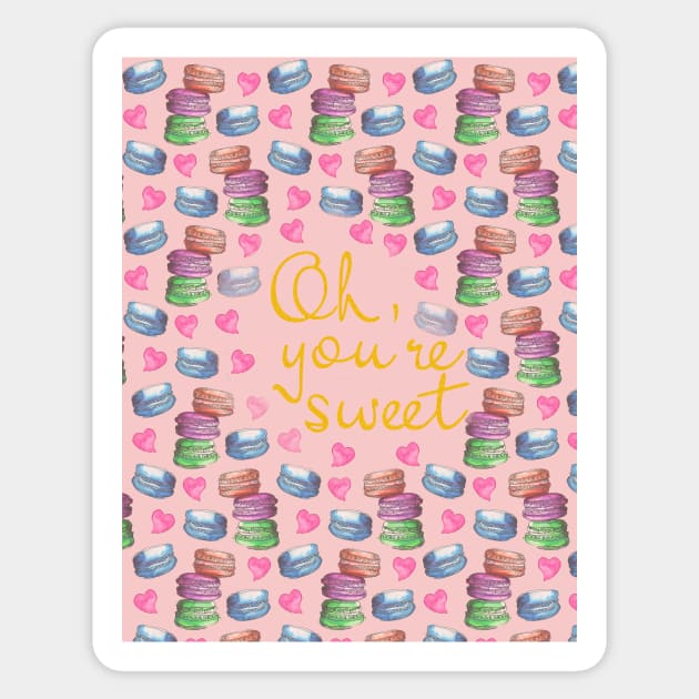 Oh Youre Sweet Macaron Dreams Watercolour Gold Sticker by ArtInPi